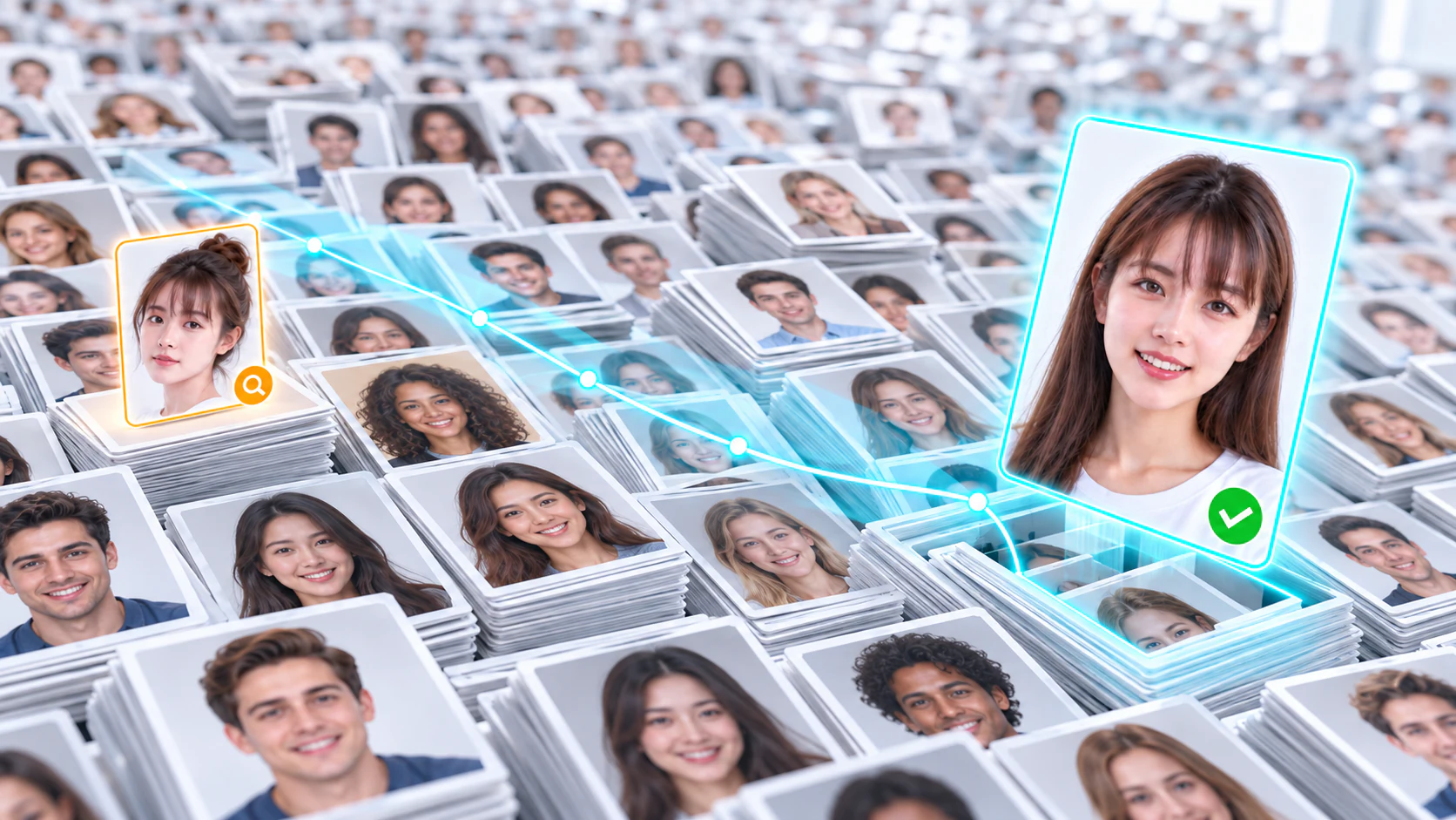 A query face compared against multiple entries in a gallery